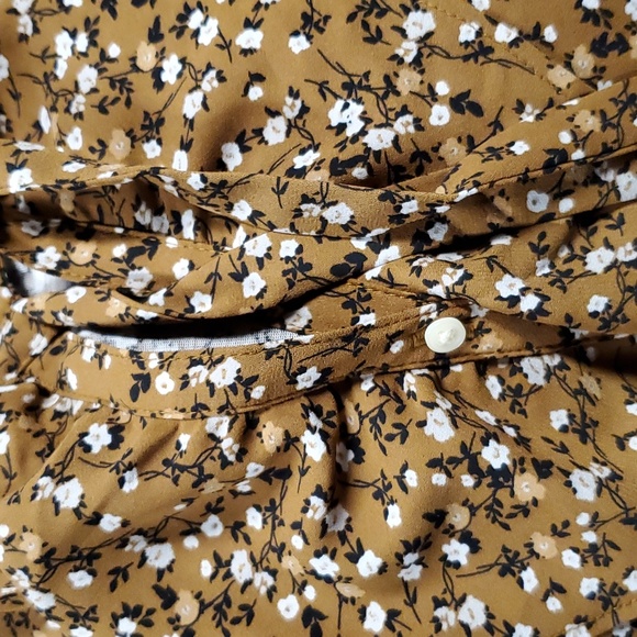 L Loft Brown floral top with ruffle and tie sleeveless NWT - Picture 6 of 6